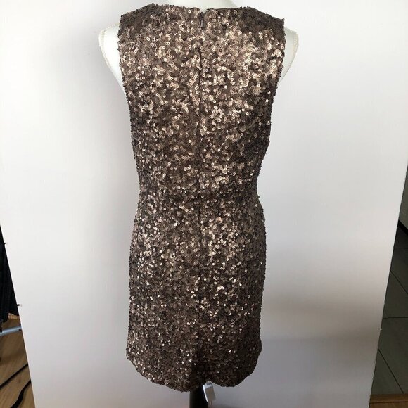 FRENCH CONNECTION Lucinda Brown Bronze Fitted Fully Sequinned Mini Dress US 8 - Picture 8 of 16